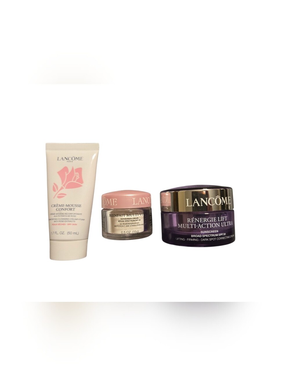 Lancôme, 3 items: Rénergie Lift, Crème Mousse Cleanser and Bienfait Muti Vital